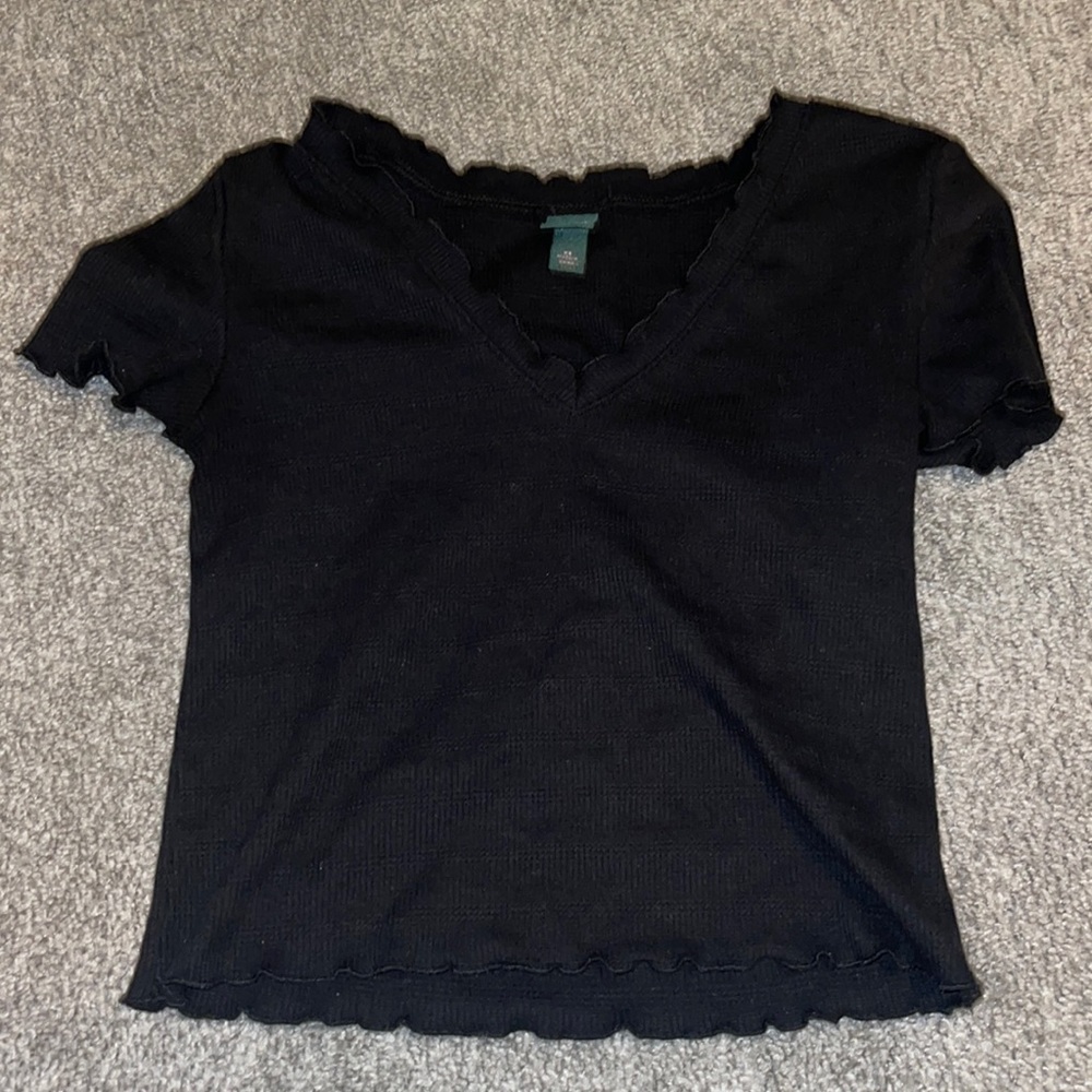 Black ruffle shirt